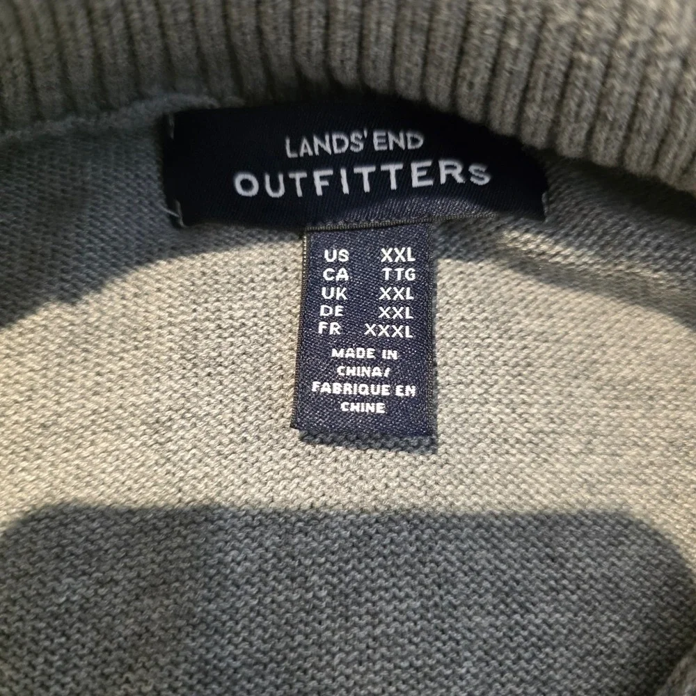Lands‎ End Outfitters Mens Gray Shawl Collar Sweater XXL Button Neck Pullover